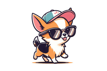 cute and funny Chihuahua sunglasses walking pet lover dogs fan, vector design
