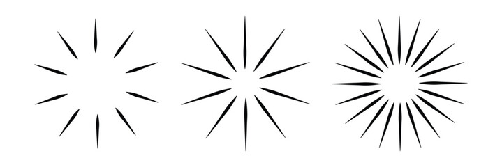 Radial circle lines. Circular lines elements. Symbol of Sun star rays. Flat design elements. Spokes with radiating stripes. Abstract illusion geometric shapes. Eps  10.