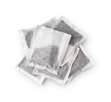 tea bag pile with shadow isolated on transparent background