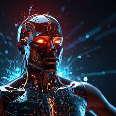 Free Photo Digital AI chip integral into abstract technology brain ai on dark blue background	
