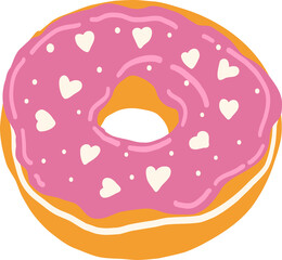 Freehand drawing of colorful doughnut.