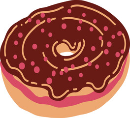 Freehand drawing of colorful doughnut.