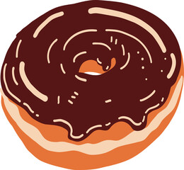 Freehand drawing of colorful doughnut.