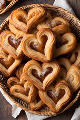 cookies in a basket on a wooden table