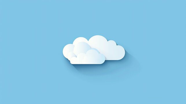 A White Paper Cloud With Long Shadow On A Blue Background.