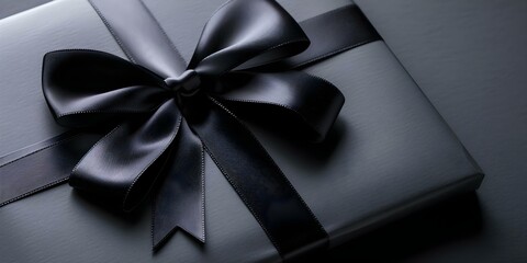 Black gift card with ribbon bow Perfect for business branding or gifting. Concept Business Branding, Gift Card Design, Professional Presentation, Ribbon Bow Detail
