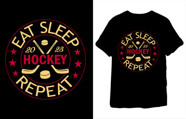 Fototapeta premium Eat Sleep Hockey Repeat T-Shirt 120