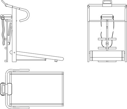 Vector silhouette illustration sketch of detailed design of a treadmill for running jogging sports