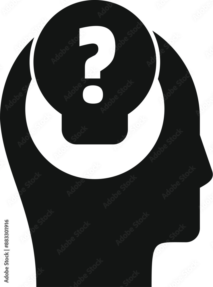 Poster simple icon representing a person having a question or looking for a solution