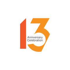 13, 13th Years Anniversary Logo, 13th birthday, Vector Template Design element for invitation, wedding, jubilee and greeting card illustration.