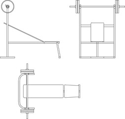 Vector silhouette illustration sketch, detailed design of a fitness machine, weight lifting equipment for body building