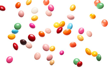 colorful Sweet candies PNG Gummies and Bonbons falling in air isolated on a white and Transparent background - Confectionery Sweets Candy factory Advertising Concept
