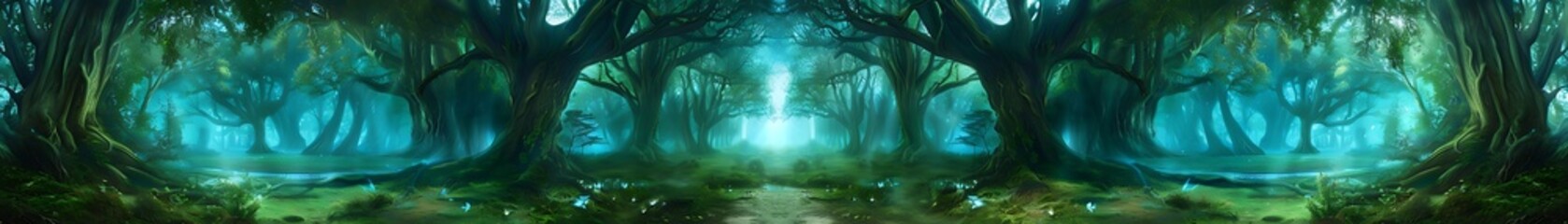 Mystical journey through an ethereal moonlit forest