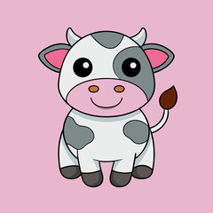 Cow Cartoon Vector Art Illustration