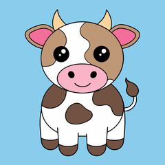 Cow Cartoon Vector Art Illustration