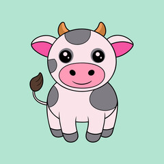 Cow Cartoon Vector Art Illustration