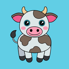 Cow Cartoon Vector Art Illustration