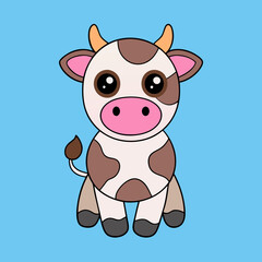 Cow Cartoon Vector Art Illustration