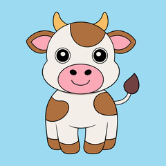 Cow Cartoon Vector Art Illustration