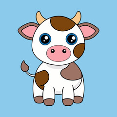Cow Cartoon Vector Art Illustration