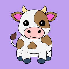Cow Cartoon Vector Art Illustration