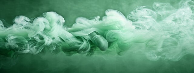 Obraz premium A green background with white smoke rising from the top