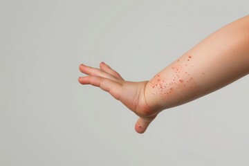 Children's hand with atopic dermatitis
Dermatitis, diathesis, allergy on the child's body.	