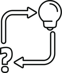 Continuous loop transforming a question mark into a light bulb idea, symbolizing problem solving