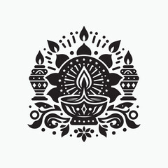 Naklejka premium diwali icon silhouette vector style