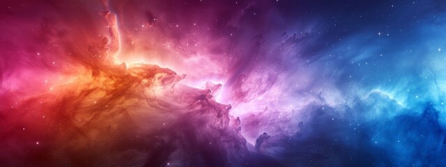  An image of a vibrant cosmic expanse, teeming with numerous stars, presents a star cluster at its core, bathed in brilliant hues