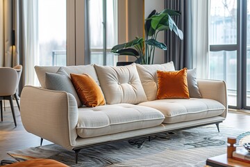 Fototapeta premium Contemporary Elegance Modern Modern Sofa in Luxury Living Room