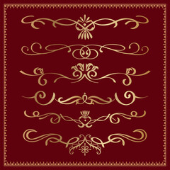 Calligraphic design elements and page decoration. Set of vector design elements.