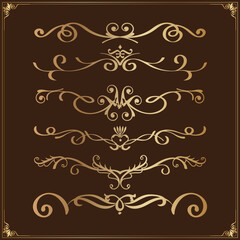 Calligraphic design elements and page decoration. Set of vector design elements.