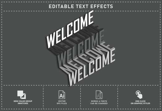 Welcome isometric editable text effects. vector eps files.