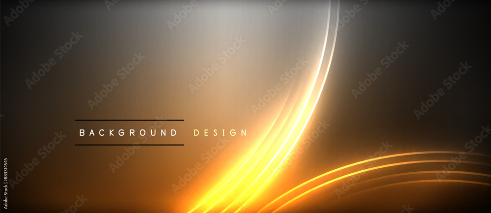 Poster neon glowing circle rays, light round lines in the dark, planet style neon wave lines. energetic ele