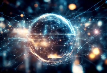 Fototapeta premium ai transfer futuristic hologram networking computing technology cybersecurity reality earth database cloud communication 3d global virtual metaverse simulator