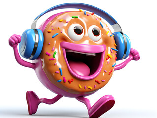 Fototapeta premium 3d illustration of a funny happy glazed donut on white background 