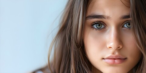 Fototapeta premium Closeup portrait of teenage girl showing intense mood swings of bipolar disorder. Concept Mental Health, Teenage girl, Bipolar Disorder, Close-up Portrait, Emotional Expression