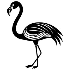 flamingo vector silhouette, Vector black flamingo silhouette, Black silhouette of tropical bird flamingo