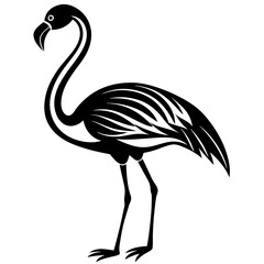 flamingo vector silhouette, Vector black flamingo silhouette, Black silhouette of tropical bird flamingo