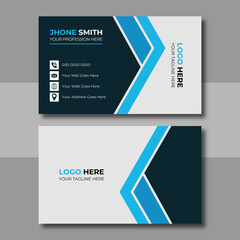 Clean Corporate Business Card Layout with blue color. Modern unique creative business card. Business card for business and personal use. Vector illustration design, Print ready,
