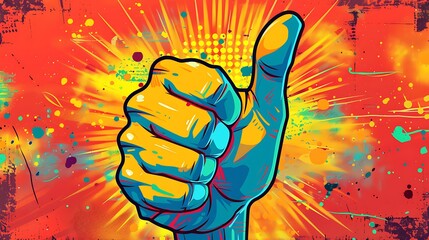 Colorful Thumbs Up in Pop Art Style