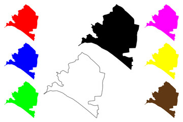 Almeria City (Kingdom of Spain, Andalusia) map vector illustration, scribble sketch City of Almeria map