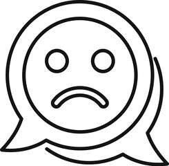 Simple line drawing of a sad face is showing a negative feeling