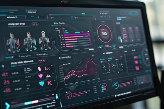 Digital Dashboard Displaying Athlete's Blood Test Results and Fitness Metrics for Health Monitoring