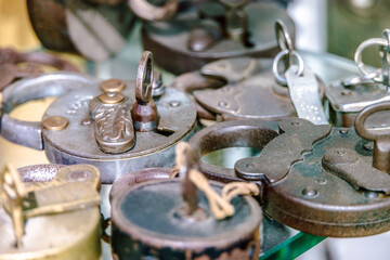 Antique padlock in detail