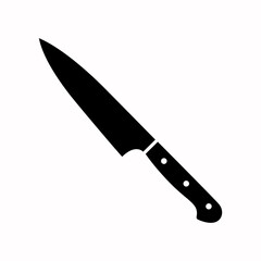 Knife black and white flat vector icon design. Kitchen knife symbol and clip art