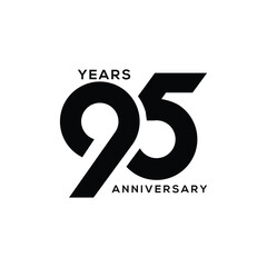 95th, 95 Years Anniversary Logo black color, Vector Template Design element for birthday, invitation, wedding, jubilee and greeting card illustration.