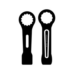Ring spanner black and white flat vector icon design