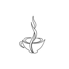 cup of coffee Line Art. Coffee Lovers Concept Line Art Style for Logos, Business Cards, Banners.